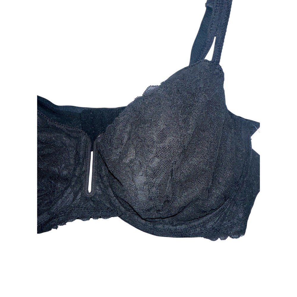 Auden Black Lace Unlined Comfort Wire Balconette Bra, 44D - Picture 3 of 6